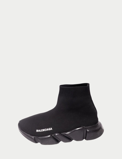 Balenciaga Speed Trainer Black Sock Sneakers with Chunky Sole and White Logo
