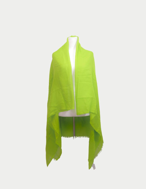 Boss Lime Green Scarf – Lightweight rectangular wrap in neon lime with raw-edge finish