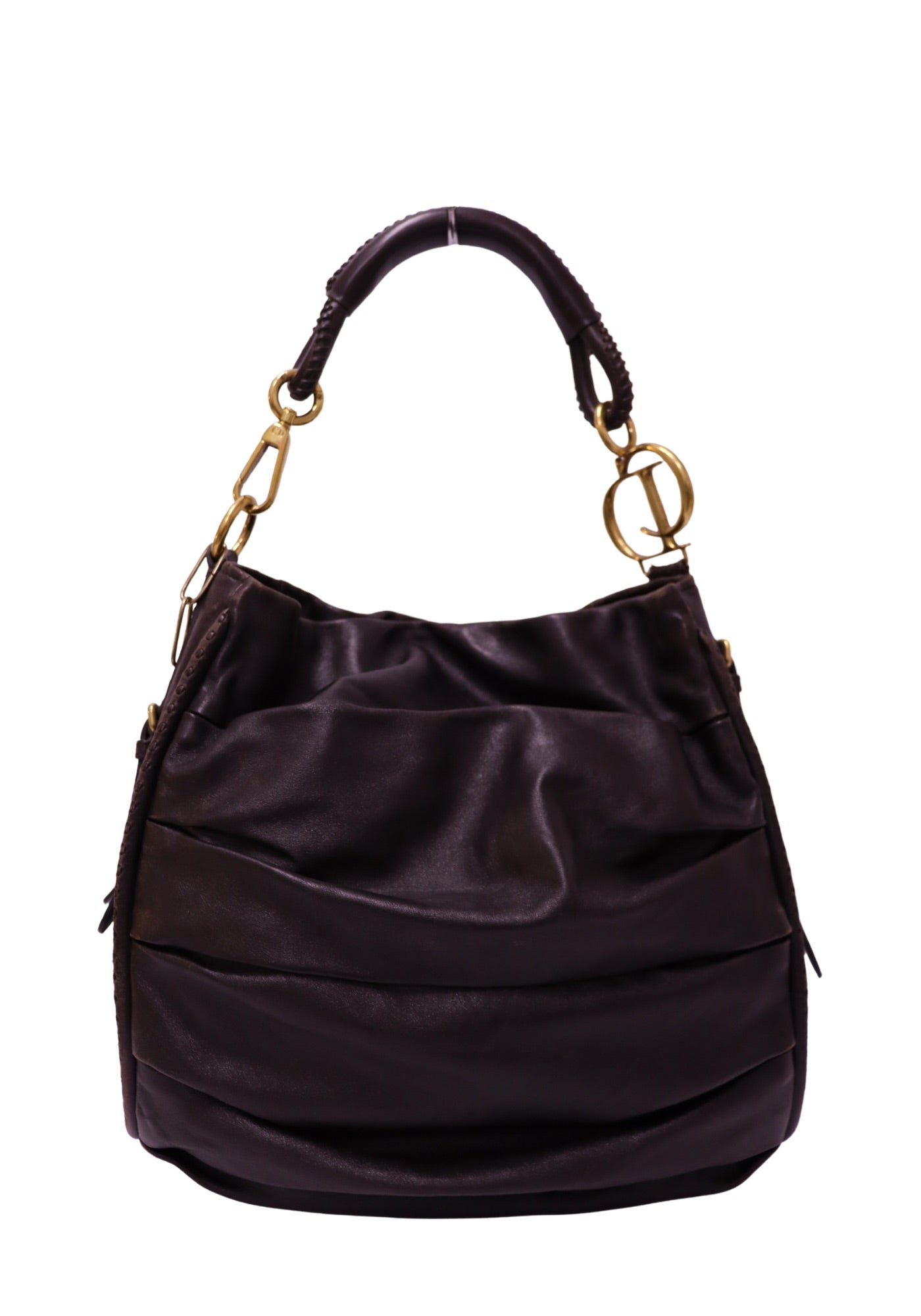 Christian Dior Dark Brown Leather Hobo Bag