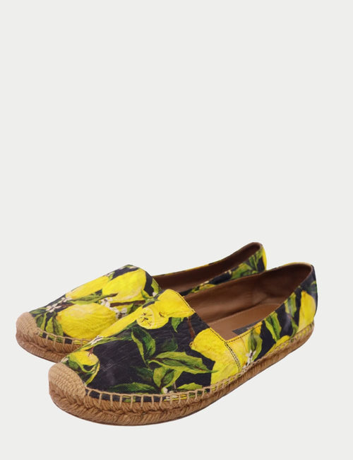 Dolce & Gabbana lemon print espadrilles with jute sole and canvas upper