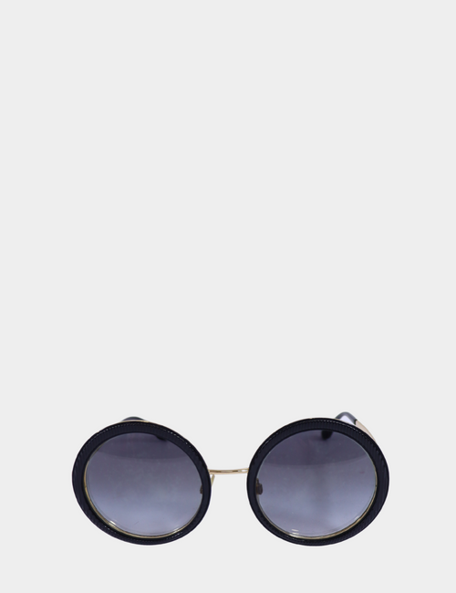 Dolce & Gabbana round sunglasses with black rims and gold-tone metal arms