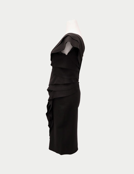 Fendi Black Sculptural Ruffle Dress