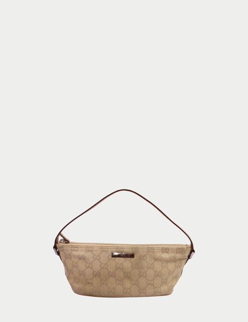 Front view of Gucci mini shoulder bag with leather strap