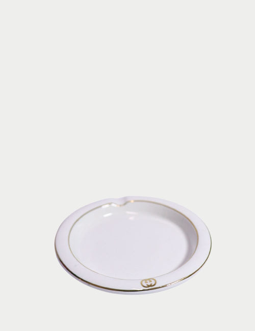 Vintage Gucci white porcelain ashtray with gold trim