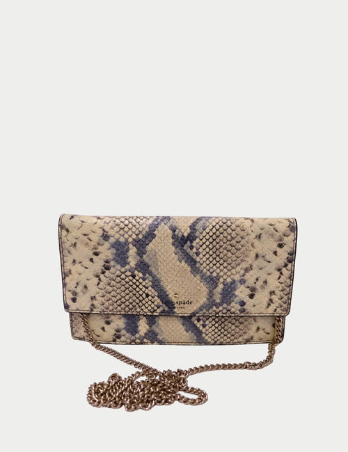 Kate Spade Snake Print Crossbody Bag in Python-Embossed Leather with Gold Chain Strap