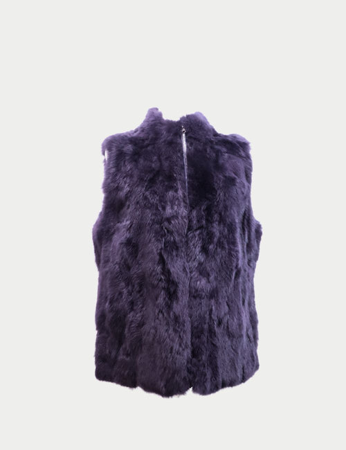 L’amie De Paris Navy Fur Vest – Sleeveless luxury outerwear in deep navy blue with zip closure