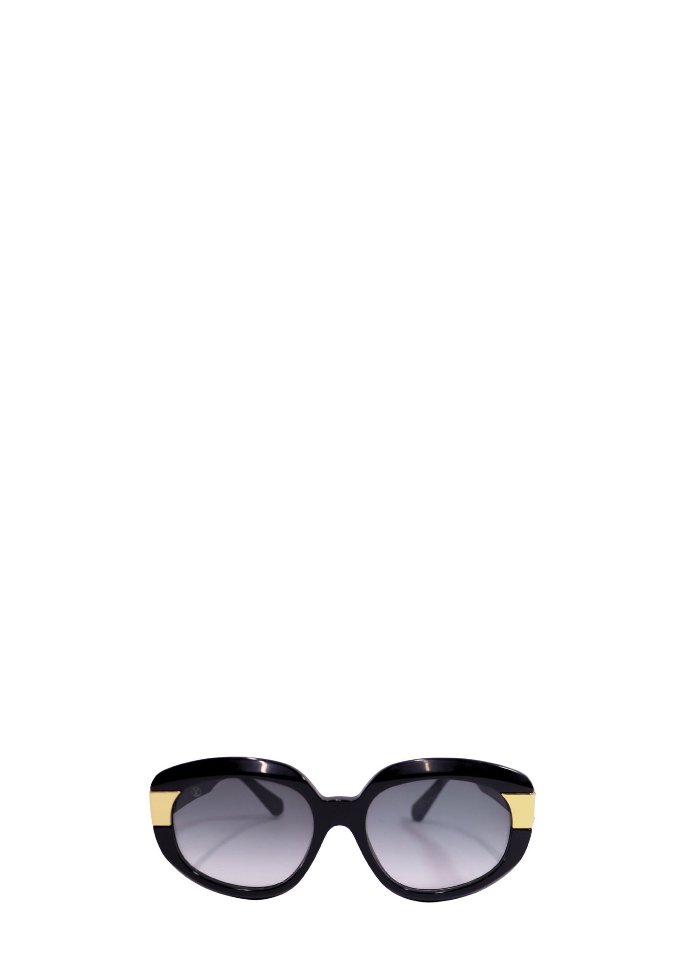 Louis Vuitton Black Oversized Oval Sunglasses with Gold Hardware
