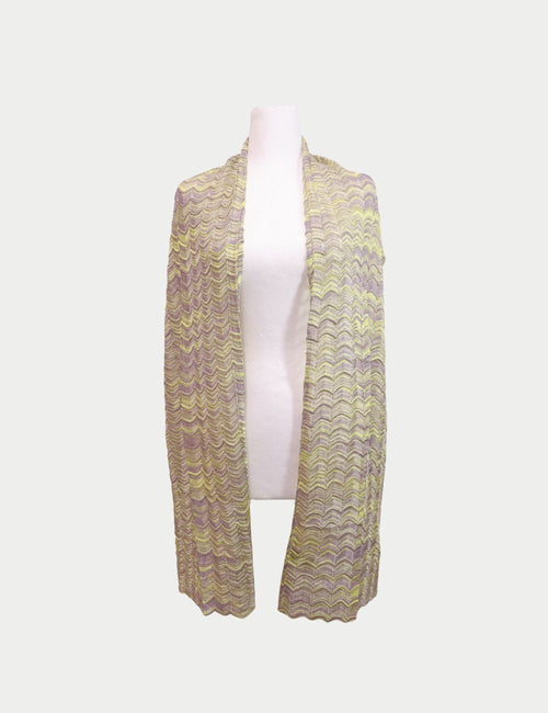 Missoni Yellow & Lavender Zigzag Scarf – Lightweight knit with signature chevron pattern