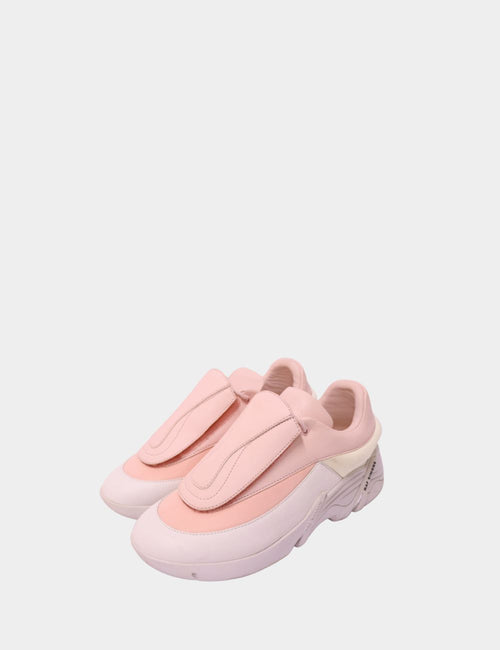 Raf Simons pink and white platform sneakers with layered panels and laceless design – size EU 40
