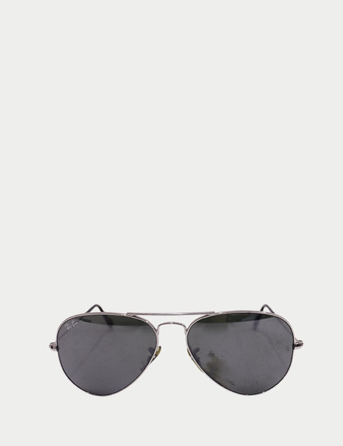 Ray-Ban classic aviator sunglasses with silver frame and green G-15 lenses