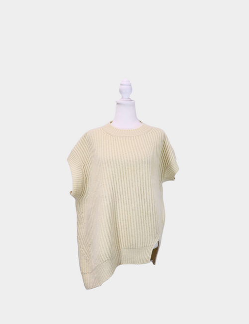 Stella McCartney ivory ribbed knit sleeveless sweater with side button detail