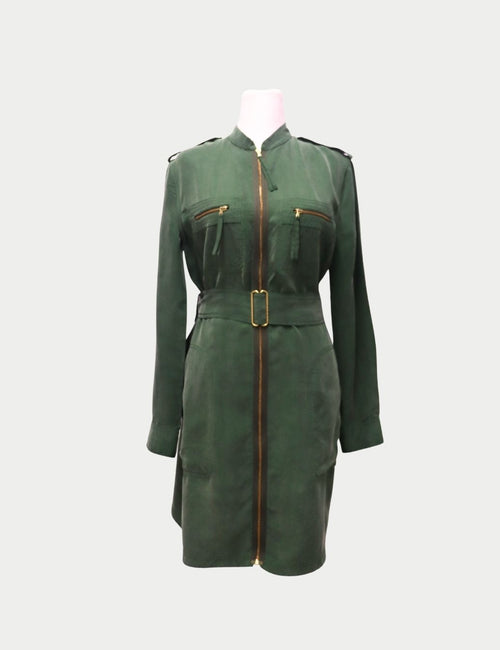 Marc by Marc Jacobs Green Utility Jacket with Gold Zippers and Multiple Pockets