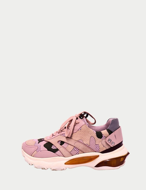 Valentino Garavani pink camo Bounce sneakers with Rockstud heel and chunky sole