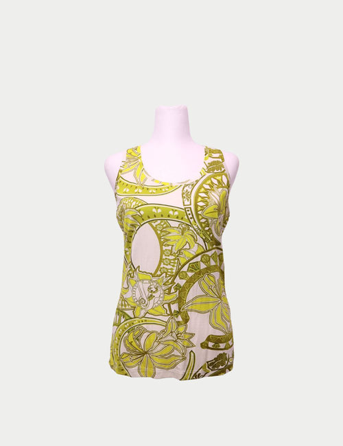 Versace Jeans yellow baroque print sleeveless tank top