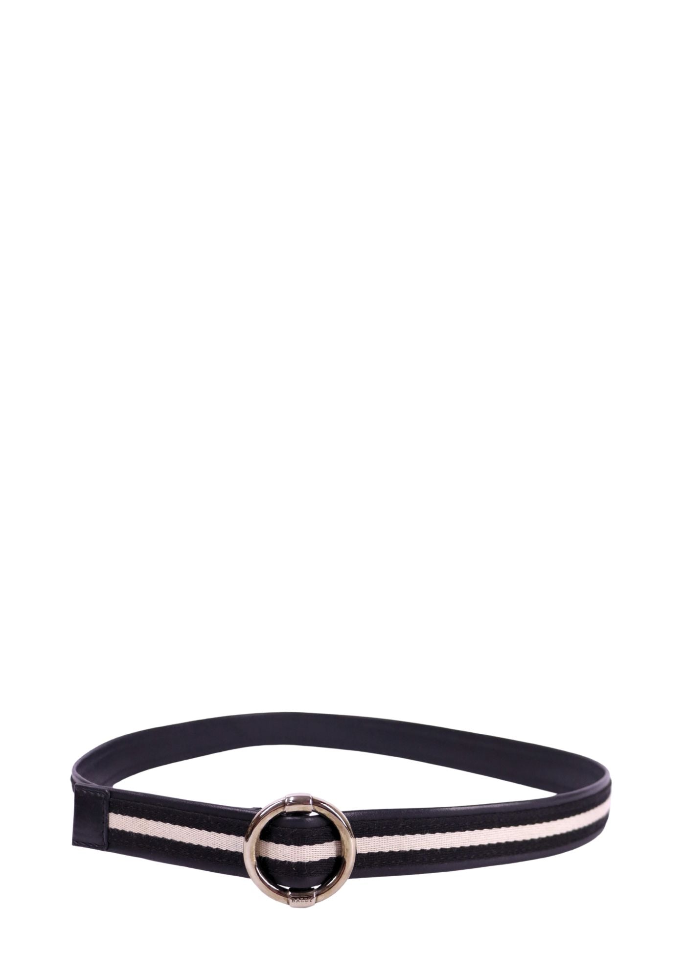 Bally Stripe Leather Belt – Black & White Minimal Waist Belt