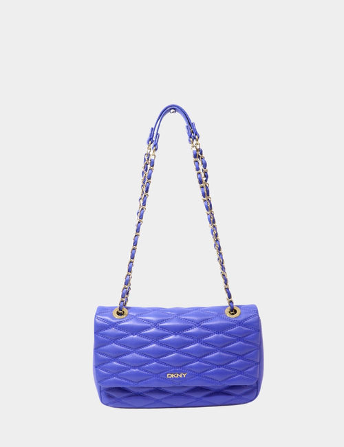 Pre-owned DKNY blue quilted leather shoulder bag with gold chain strap