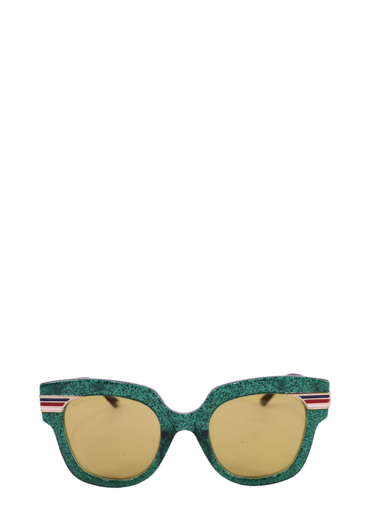Gucci Oversized Square Sunglasses – Green Frame with Web Stripe Detail