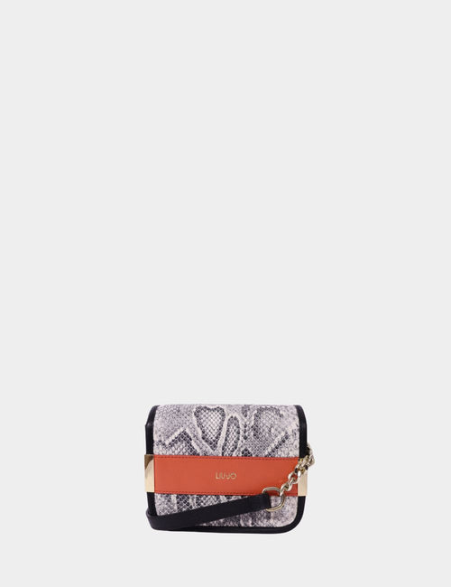 Pre-owned Liu Jo snake print and orange color block crossbody bag with gold chain detail