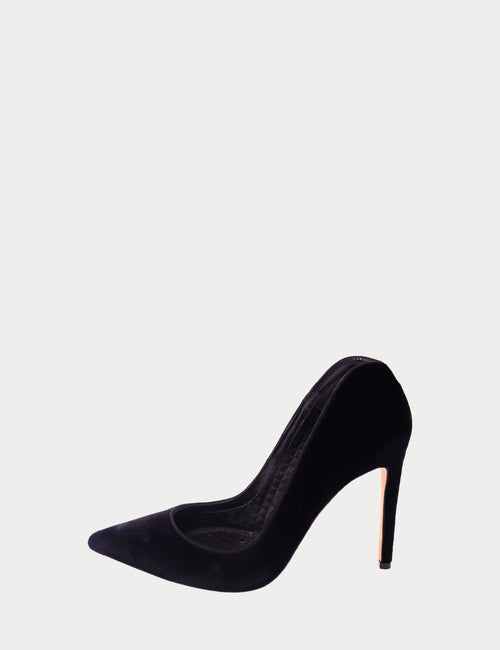Alexander McQueen black velvet pumps with pointed toe and stiletto heel – Italian designer shoes