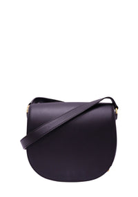 Authentic Alexander Wang black leather crossbody saddle bag with adjustable shoulder strap, gold-tone hardware, and signature studded base detailing.