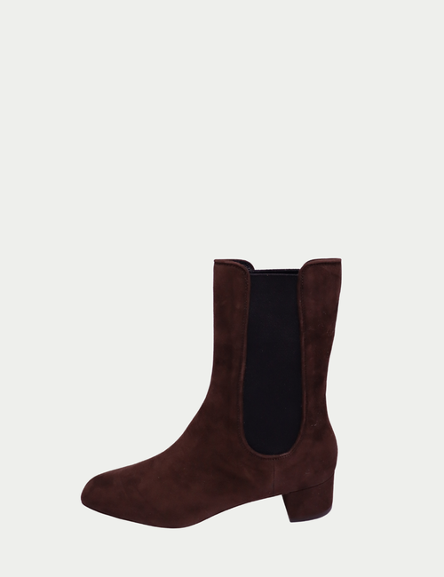 Aquazzura brown suede Chelsea ankle boots with low block heel