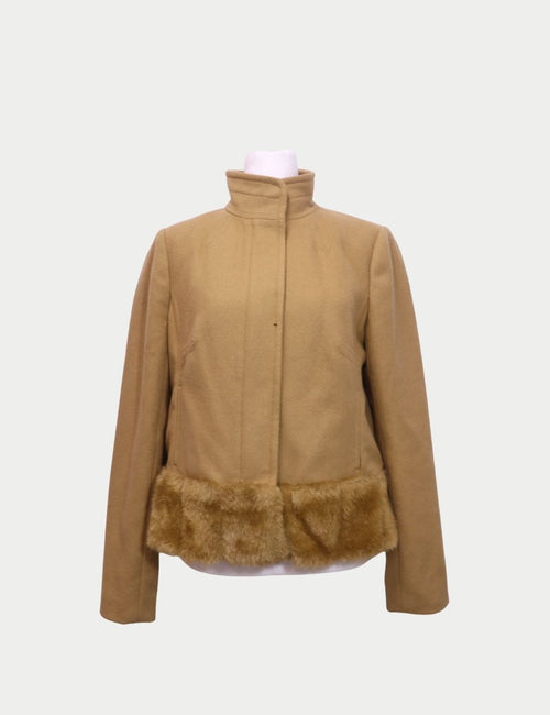 Banana Republic beige winter coat with high collar and concealed closure