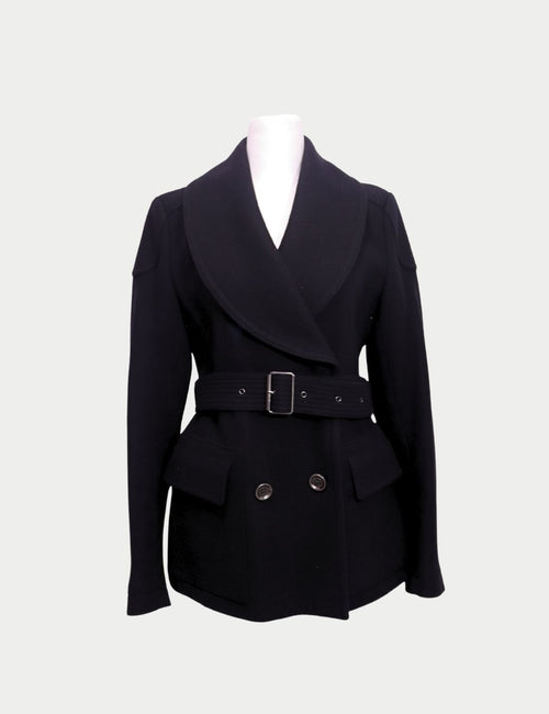 Burberry double-breasted coat with structured tailoring and flap pockets