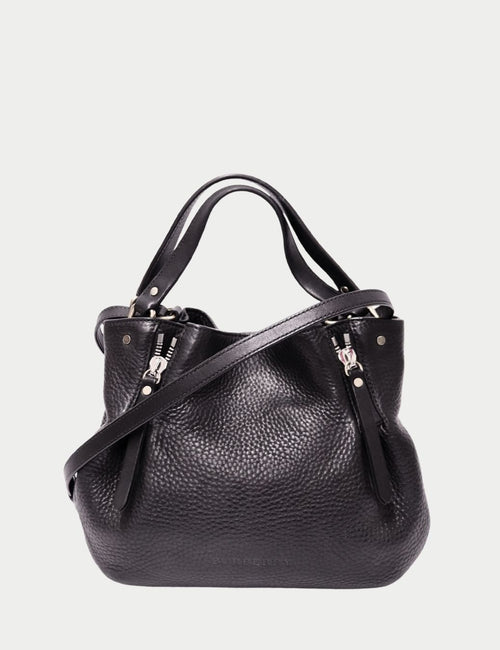 Burberry black pebbled leather slouchy tote bag with silver hardware