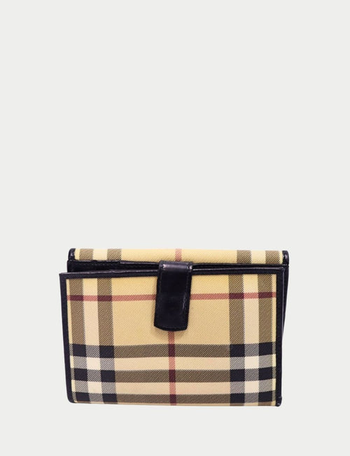 Burberry Vintage Check canvas wallet with black leather trim