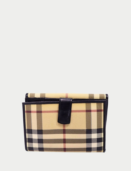 Burberry Vintage Check canvas wallet with black leather trim