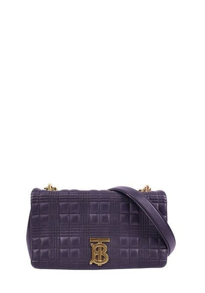 Burberry black quilted leather shoulder bag with gold TB logo closure