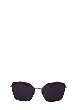 Authentic Bvlgari Serpenti square sunglasses with black lenses and gold-tone metal detailing.