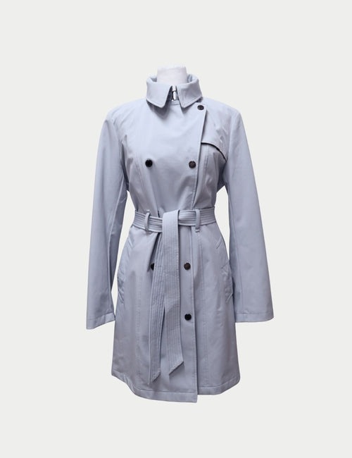 Calvin Klein sky blue double-breasted trench coat with waist belt
