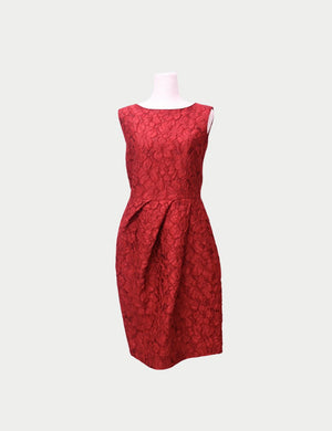 Carolina Herrera red floral jacquard sleeveless dress