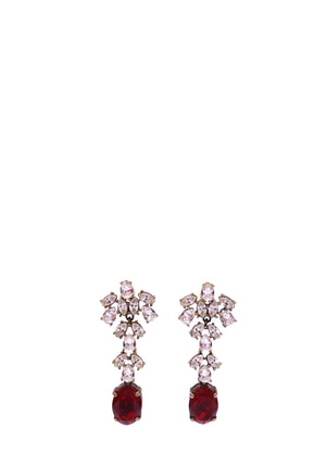 Carolina Herrera gold-tone drop earrings with clear faceted crystals and deep red oval stones