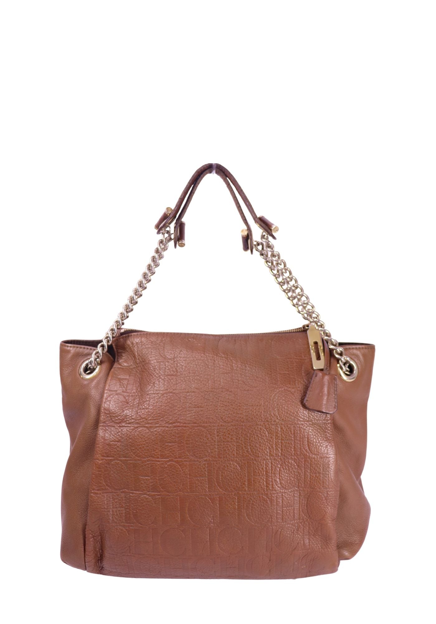 Carolina Herrera Monogram embossed leather shoulder bag