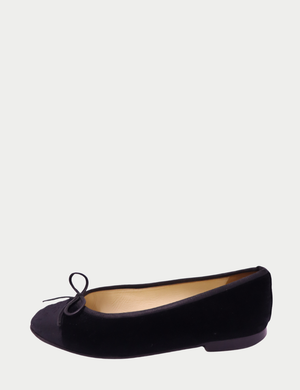 Chanel black ballet flats with bow detail
