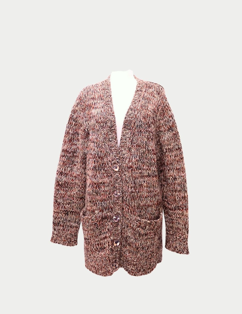 Chloé oversized multicolor knit cardigan with buttons and pockets