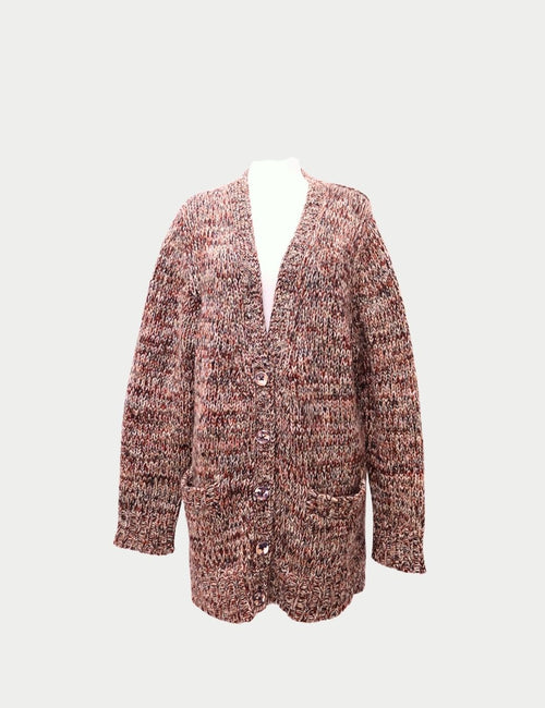 Chloé oversized multicolor knit cardigan with buttons and pockets