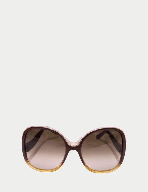 Chloé oversized sunglasses with gold-tone frame and brown gradient lenses