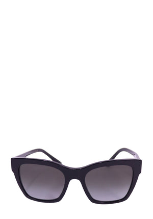 Dolce & Gabbana black oversized square sunglasses with dark gradient lenses and glossy frame