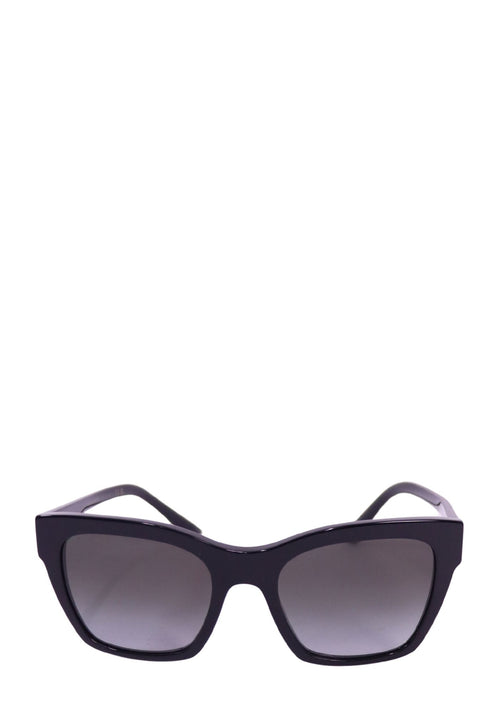Dolce & Gabbana black oversized square sunglasses with dark gradient lenses and glossy frame