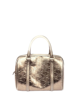Christian Dior metallic gold monogram Boston handbag with top handles