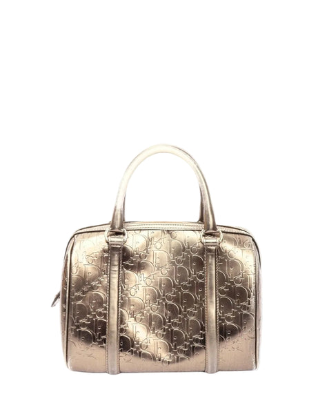 Christian Dior metallic gold monogram Boston handbag with top handles
