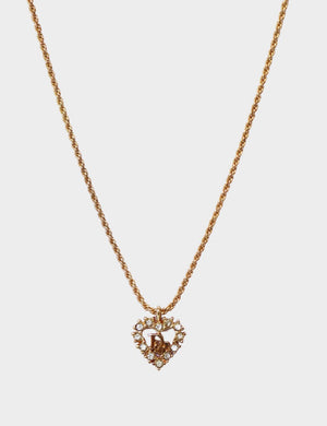 Christian Dior gold-tone heart pendant necklace with crystal embellishments and rope chain

