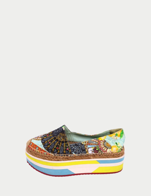 Dolce & Gabbana multicolor printed platform espadrille sneakers
