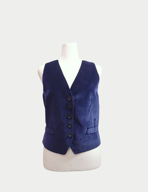 Dolce & Gabbana navy velvet vest with button closure