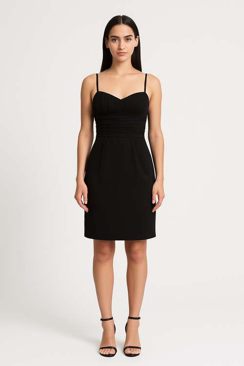 Preowned Dolce & Gabbana black bustier mini dress with ruched bodice and sweetheart neckline – Fashion House Jordan