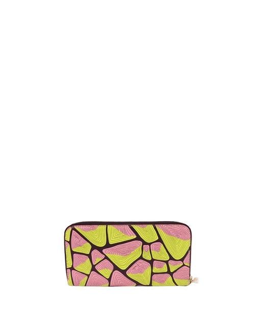 Emilio Pucci abstract geometric print zip wallet in pink and lime tones