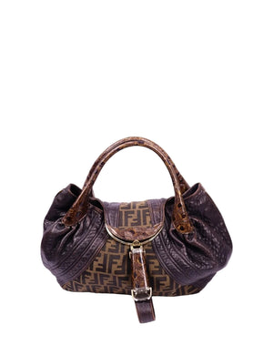Fendi Zucca Spy bag with croc-embossed leather handle